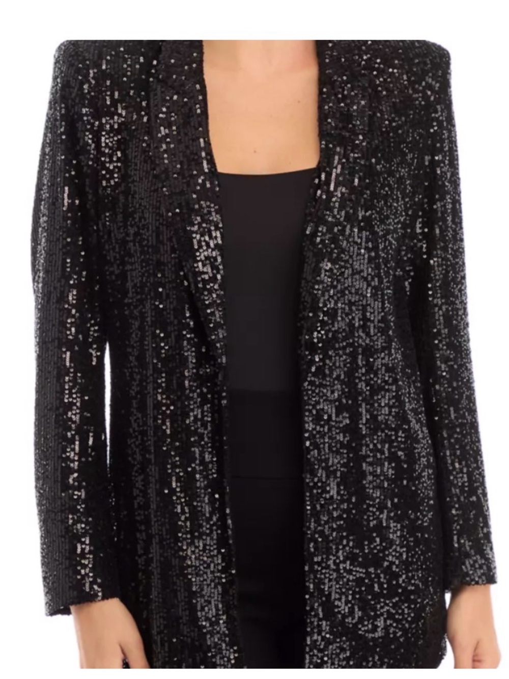 NWT: Black Sequin Open-Front Blazer